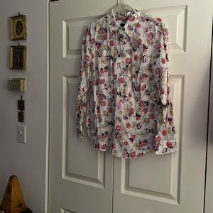 Talbots size medium multicolor blouse. Beige background, multicolored background